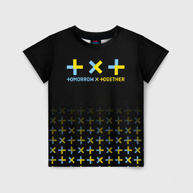 Детская футболка 3D с принтом TXT , 100% гипоаллергенный полиэфир | прямой крой, круглый вырез горловины, длина до линии бедер, чуть спущенное плечо, ткань немного тянется | Тематика изображения на принте: beomgyu | huening kai | k pop | soobin | taehyun | tomorrow x together | txt | yeonjun | к поп