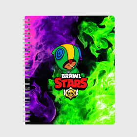 Тетрадь с принтом BRAWL STARS LEON , 100% бумага | 48 листов, плотность листов — 60 г/м2, плотность картонной обложки — 250 г/м2. Листы скреплены сбоку удобной пружинной спиралью. Уголки страниц и обложки скругленные. Цвет линий — светло-серый
 | brawl stars | bull | colt | crow | leon | stars | берли | бо | брок | ворон | джесси | динамайк | дэррил | кольт | леон | мортис | нита | пайпер | пенни | поко | пэм | рикошет | спайк | фрэнк | шелли | эль примо