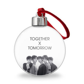 Ёлочный шар с принтом TOMORROW X TOGETHER , Пластик | Диаметр: 77 мм | beomgyu | hueningkai | k pop | korean | kpop | soobin | taehyun | tomorrow x together | txt | yeonjun | бомгю | ёнджун | корея | поп | субин | техен | тэхён | хюнин кай