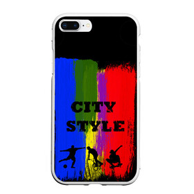 Чехол для iPhone 7Plus/8 Plus матовый с принтом City style , Силикон | Область печати: задняя сторона чехла, без боковых панелей | city | style | велик | велосипед | велосипедист | графити | граффити | краска | краски. мазки краски | мазки | скуйтборд | спорт | футбол | цветное