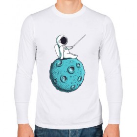 Мужской лонгслив хлопок с принтом Сэлфи Космонавта , 100% хлопок |  | galaxy | moon | вселенная | галактика | звезды | космонавт | космос | луна | месяц | сэлфи | сэлфипалка