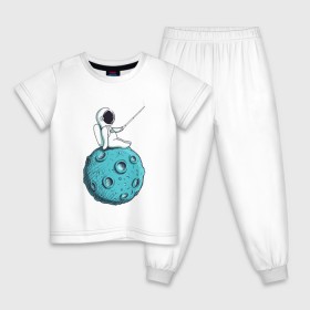 Детская пижама хлопок с принтом Сэлфи Космонавта , 100% хлопок |  брюки и футболка прямого кроя, без карманов, на брюках мягкая резинка на поясе и по низу штанин
 | Тематика изображения на принте: galaxy | moon | вселенная | галактика | звезды | космонавт | космос | луна | месяц | сэлфи | сэлфипалка