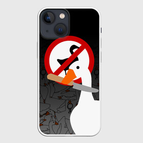 Чехол для iPhone 13 mini с принтом Untitled Goose Game ,  |  | goose | goose game | honk | untitled goose game | гусь | гусь игра | злой гусь | игра про гуся | кря | отвратительный гусь