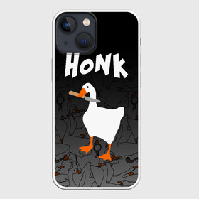 Чехол для iPhone 13 mini с принтом Untitled Goose Game ,  |  | goose | goose game | honk | untitled goose game | гусь | гусь игра | злой гусь | игра про гуся | кря | отвратительный гусь