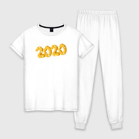 Женская пижама хлопок с принтом 2020 сыр , 100% хлопок | брюки и футболка прямого кроя, без карманов, на брюках мягкая резинка на поясе и по низу штанин | 2020 | животные | крыса | мышь | новый год | символ года