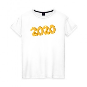 Женская футболка хлопок с принтом 2020 сыр , 100% хлопок | прямой крой, круглый вырез горловины, длина до линии бедер, слегка спущенное плечо | 2020 | животные | крыса | мышь | новый год | символ года