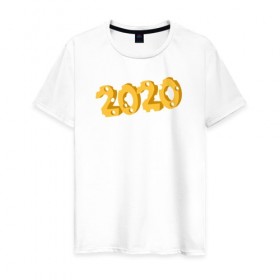 Мужская футболка хлопок с принтом 2020 сыр , 100% хлопок | прямой крой, круглый вырез горловины, длина до линии бедер, слегка спущенное плечо. | Тематика изображения на принте: 2020 | животные | крыса | мышь | новый год | символ года