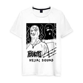 Мужская футболка хлопок с принтом VELIAL SQUAD , 100% хлопок | прямой крой, круглый вырез горловины, длина до линии бедер, слегка спущенное плечо. | velial squad | музыка | отряд велиала | рэп | хорроркор | чёрный и белый