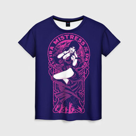Женская футболка 3D с принтом Эльвира , 100% полиэфир ( синтетическое хлопкоподобное полотно) | прямой крой, круглый вырез горловины, длина до линии бедер | elvira | mistress of the dark | арт | девушка | эльвира | эльвира  повелительница тьмы