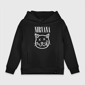 Детское худи Oversize хлопок с принтом NIRVANA , френч-терри — 70% хлопок, 30% полиэстер. Мягкий теплый начес внутри —100% хлопок | боковые карманы, эластичные манжеты и нижняя кромка, капюшон на магнитной кнопке | Тематика изображения на принте: cat | kitty | nirvana | smile | кот | курт кобейн | нирвана | смайл