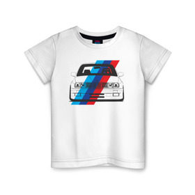Детская футболка хлопок с принтом BMW M3 (E30) (M флаг) , 100% хлопок | круглый вырез горловины, полуприлегающий силуэт, длина до линии бедер | bmw | bmw m3 | bmw m3 e30 | e30 | m3 | бмв | бмв м3 | м3