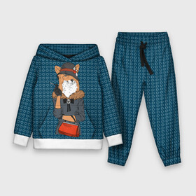 Детский костюм 3D (с толстовкой) с принтом Модница лиса ,  |  | fox | foxy | животное | зима | лис | лиса | лисенок | лисы | милая | пальто | пушистая | пушистик | рыжая