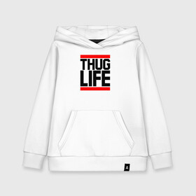 Детская толстовка хлопок с принтом THUG LIFE , 100% хлопок | Круглый горловой вырез, эластичные манжеты, пояс, капюшен | Тематика изображения на принте: 2pac | thug life | tupac | tupac shakur | жизнь головореза | тупак | тупак шакур