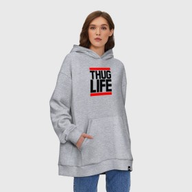 Худи SuperOversize хлопок с принтом THUG LIFE , 70% хлопок, 30% полиэстер, мягкий начес внутри | карман-кенгуру, эластичная резинка на манжетах и по нижней кромке, двухслойный капюшон
 | 2pac | thug life | tupac | tupac shakur | жизнь головореза | тупак | тупак шакур