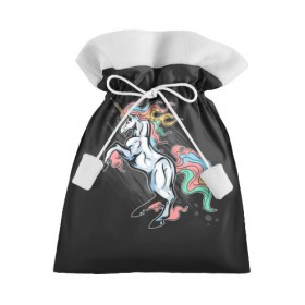 Подарочный 3D мешок с принтом Радужный Единорог , 100% полиэстер | Размер: 29*39 см | diy | do it yourself | funny | unicorn | единорог | единорожка | искры | лошадь | пламя | радуга | радужная еда | рог | сказка | трум