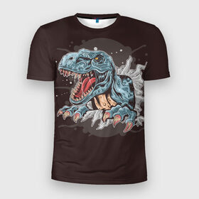 Мужская футболка 3D спортивная с принтом T-Rex , 100% полиэстер с улучшенными характеристиками | приталенный силуэт, круглая горловина, широкие плечи, сужается к линии бедра | art | dino | dinos | dinosaur | raptor | style | trex | velociraptor | арт | динозавр | мир юрского периода | ти рекс | ящер