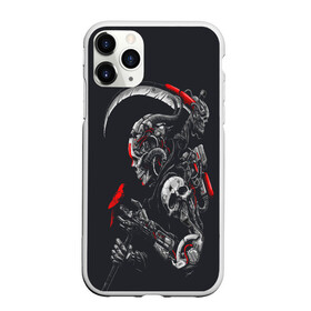 Чехол для iPhone 11 Pro Max матовый с принтом Cyberpunk , Силикон |  | art | cyberpunk | киборг | коса | птица | робот | череп