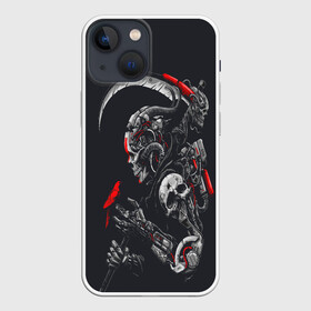 Чехол для iPhone 13 mini с принтом Cyberpunk ,  |  | art | cyberpunk | киборг | коса | птица | робот | череп