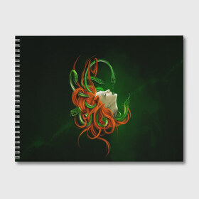 Альбом для рисования с принтом Медуза , 100% бумага
 | матовая бумага, плотность 200 мг. | art | medusa | глаза | горгона | девушка | змеи | медуза