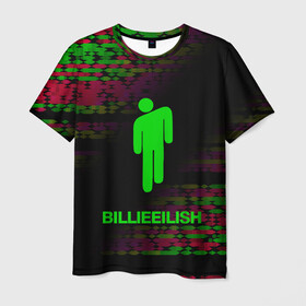 Мужская футболка 3D с принтом Billie Eilish. , 100% полиэфир | прямой крой, круглый вырез горловины, длина до линии бедер | Тематика изображения на принте: bili | billie eilish | pattern | били | билли айлиш | музыка | паттерн