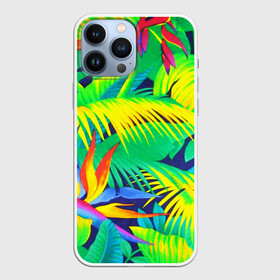 Чехол для iPhone 13 Pro Max с принтом ТРОПИКИ ,  |  | Тематика изображения на принте: bright | colorful | neon | retro | vintage | винтаж | неон | неоновые | пальмы | ретро | ретро неон | тропики | тропические листья