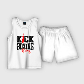 Детская пижама с шортами хлопок с принтом Kick boxing Queen ,  |  | boxer | boxing | kick boxing | kickboxing | mma | queen | бокс | боксер | кик боксинг | кикбоксинг | королева бокса | тайский бокс