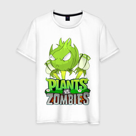 Мужская футболка хлопок с принтом Plants vs. Zombies , 100% хлопок | прямой крой, круглый вырез горловины, длина до линии бедер, слегка спущенное плечо. | battle | game | plants vs zombies | plants vs zombies battle for neighborville | zombie | битва | битва за нейборвиль | зомби | игра | линии | надпись | растения | растения против зомби