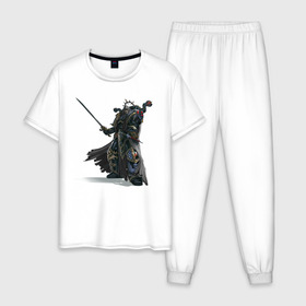 Мужская пижама хлопок с принтом Warhammer 40 000 Сhaos , 100% хлопок | брюки и футболка прямого кроя, без карманов, на брюках мягкая резинка на поясе и по низу штанин
 | Тематика изображения на принте: 