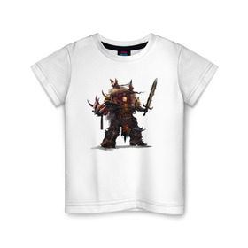 Детская футболка хлопок с принтом Warhammer 40 000 Сhaos , 100% хлопок | круглый вырез горловины, полуприлегающий силуэт, длина до линии бедер | warhammer 40 000 сhaos