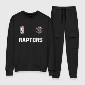 Женский костюм хлопок с принтом Toronto Raptors NBA , 100% хлопок | на свитшоте круглая горловина, мягкая резинка по низу. Брюки заужены к низу, на них два вида карманов: два 