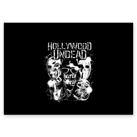 Поздравительная открытка с принтом Hollywood Undead , 100% бумага | плотность бумаги 280 г/м2, матовая, на обратной стороне линовка и место для марки
 | charlie scene | danny | funny man | hollywood undead | hu | j dog | johnny 3 tears | голливудская нежить | голубь | голубь с гранатой | граната | ню метал | рэп метал | рэп рок