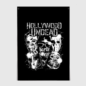 Постер с принтом Hollywood Undead , 100% бумага
 | бумага, плотность 150 мг. Матовая, но за счет высокого коэффициента гладкости имеет небольшой блеск и дает на свету блики, но в отличии от глянцевой бумаги не покрыта лаком | charlie scene | danny | funny man | hollywood undead | hu | j dog | johnny 3 tears | голливудская нежить | голубь | голубь с гранатой | граната | ню метал | рэп метал | рэп рок