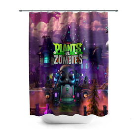 Штора 3D для ванной с принтом PLANTS VS ZOMBIES , 100% полиэстер | плотность материала — 100 г/м2. Стандартный размер — 146 см х 180 см. По верхнему краю — пластиковые люверсы для креплений. В комплекте 10 пластиковых колец | garden warfare | pl | plants | plants vs. zombies | plants vs. zombies: garden warfare | popcap | zombies | кактус | картошка | подсолнух | растения против зомби | сад