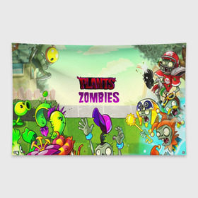 Флаг-баннер с принтом PLANTS VS ZOMBIES , 100% полиэстер | размер 67 х 109 см, плотность ткани — 95 г/м2; по краям флага есть четыре люверса для крепления | garden warfare | pl | plants | plants vs. zombies | plants vs. zombies: garden warfare | popcap | zombies | кактус | картошка | подсолнух | растения против зомби | сад