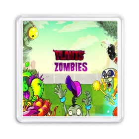 Магнит 55*55 с принтом PLANTS VS ZOMBIES , Пластик | Размер: 65*65 мм; Размер печати: 55*55 мм | garden warfare | pl | plants | plants vs. zombies | plants vs. zombies: garden warfare | popcap | zombies | кактус | картошка | подсолнух | растения против зомби | сад