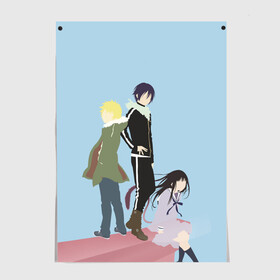 Постер с принтом Yato, Yukine & Hiyori , 100% бумага
 | бумага, плотность 150 мг. Матовая, но за счет высокого коэффициента гладкости имеет небольшой блеск и дает на свету блики, но в отличии от глянцевой бумаги не покрыта лаком | ghost | god of calamity | hiyori | iki | noragami | shinki | yato | yatogami | yukine | бездомный бог | бог бедствия | ики | призрак | секки | хиёри | шинки | юки | юкине | юкинэ | ято