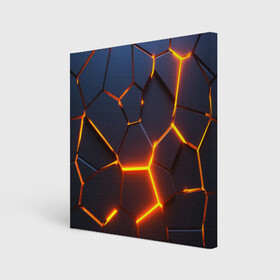 Холст квадратный с принтом 3D ПЛИТЫ | NEON STEEL | НЕОНОВЫЕ ПЛИТЫ , 100% ПВХ |  | 3d | abstraction | geometry | hexagon | neon | paints | stripes | texture | triangle | абстракция | брызги | геометрия | краски | неон | неоновый | соты | текстура