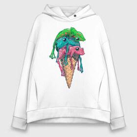 Женское худи Oversize хлопок с принтом IceCream , френч-терри — 70% хлопок, 30% полиэстер. Мягкий теплый начес внутри —100% хлопок | боковые карманы, эластичные манжеты и нижняя кромка, капюшон на магнитной кнопке | cold | frog | frogs | horn | ice cream | summer | toad | winter | жаба | жабы | зима | картинка | картинки | лето | лягушка | лягушки | мороженное | мороженое | рожок | холодно