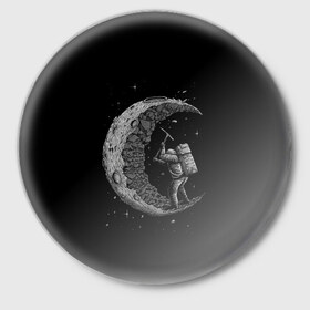 Значок с принтом Лунокоп ,  металл | круглая форма, металлическая застежка в виде булавки | Тематика изображения на принте: cat | galaxy | moon | nasa | space | вселенная | галактика | звезды | космонавт | космос | луна | наса | скафандр
