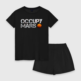 Женская пижама с шортиками хлопок с принтом OCCUPY MARS , 100% хлопок | футболка прямого кроя, шорты свободные с широкой мягкой резинкой | cosmos | elon musk | galaxy | mars | robot | rockets | space | space x | tesla | universe | андроид | галактика | илон маск | космос | марс | пришельцы | ракеты | робот | спейс икс | тесла