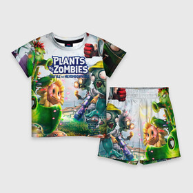 Детский костюм с шортами 3D с принтом Plants vs Zombies. ,  |  | plants vs zombies | pvz | зомби | игра | растения | растения против зомби