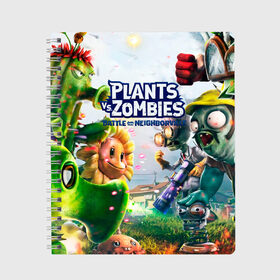 Тетрадь с принтом Plants vs Zombies , 100% бумага | 48 листов, плотность листов — 60 г/м2, плотность картонной обложки — 250 г/м2. Листы скреплены сбоку удобной пружинной спиралью. Уголки страниц и обложки скругленные. Цвет линий — светло-серый
 | Тематика изображения на принте: plants vs zombies | pvz | зомби | игра | растения | растения против зомби