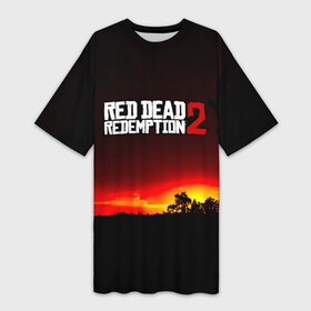 Платье-футболка 3D с принтом RDR 2 ,  |  | Тематика изображения на принте: arthur morgan | cowboy | online | red dead online | red dead redemption 2 | rockstar games | wild west | артур морган | бандит | вестерн | винтовка | дикий запад | ковбой | рокстар