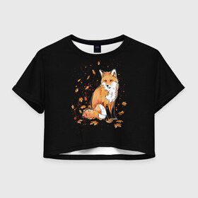 Женская футболка Cropp-top с принтом FOX , 100% полиэстер | круглая горловина, длина футболки до линии талии, рукава с отворотами | 20 | 2020 | animal | animals | forest | fox | redhead | животное | животные | зима | лес | лис | лиса | лисица | новый год | рыжая | фыр