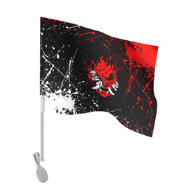 Флаг для автомобиля с принтом CYBERPUNK 2077 SAMURAI | САМУРАЙ , 100% полиэстер | Размер: 30*21 см | cd project red | cyberpunk 2077 | keanu reeves | samurai | киану ривз | киберпанк 2077 | самураи