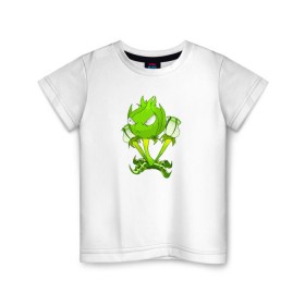 Детская футболка хлопок с принтом PLANTS VS ZOMBIES , 100% хлопок | круглый вырез горловины, полуприлегающий силуэт, длина до линии бедер | battle | plants | plants vs zombies | pvsz | vs | zombies | растения против зомби