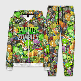 Мужской костюм 3D с принтом PLANTS VS ZOMBIES , 100% полиэстер | Манжеты и пояс оформлены тканевой резинкой, двухслойный капюшон со шнурком для регулировки, карманы спереди | Тематика изображения на принте: battle | plants | plants vs zombies | pvsz | vs | zombies | растения против зомби