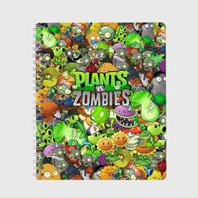 Тетрадь с принтом PLANTS VS ZOMBIES , 100% бумага | 48 листов, плотность листов — 60 г/м2, плотность картонной обложки — 250 г/м2. Листы скреплены сбоку удобной пружинной спиралью. Уголки страниц и обложки скругленные. Цвет линий — светло-серый
 | Тематика изображения на принте: battle | plants | plants vs zombies | pvsz | vs | zombies | растения против зомби