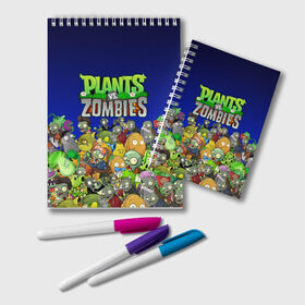 Блокнот с принтом PLANTS VS ZOMBIES , 100% бумага | 48 листов, плотность листов — 60 г/м2, плотность картонной обложки — 250 г/м2. Листы скреплены удобной пружинной спиралью. Цвет линий — светло-серый
 | battle | plants | plants vs zombies | pvsz | vs | zombies | растения против зомби