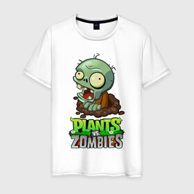 Мужская футболка хлопок с принтом Plants vs. Zombies , 100% хлопок | прямой крой, круглый вырез горловины, длина до линии бедер, слегка спущенное плечо. | plants vs. zombies | зомби | игра | компьютерная игра | против | растения | растения против зомби